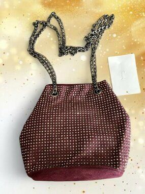 NWT Silver Rhinestone Bucket Bag